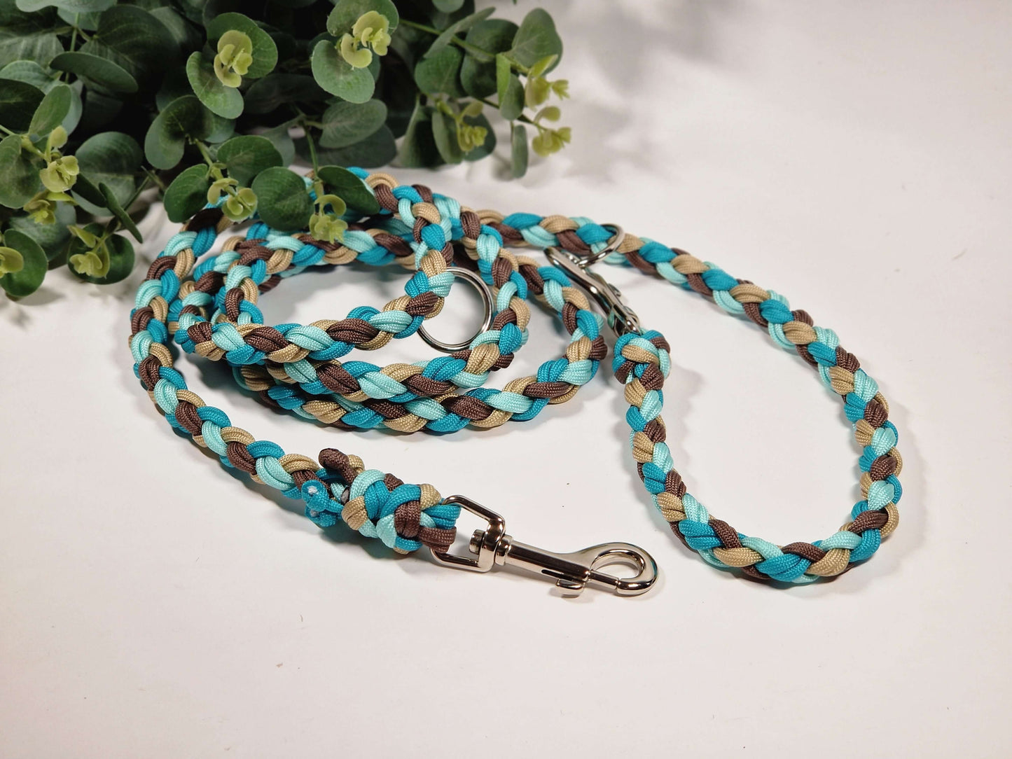 Paracord braided dog leash 2m - Sea sand