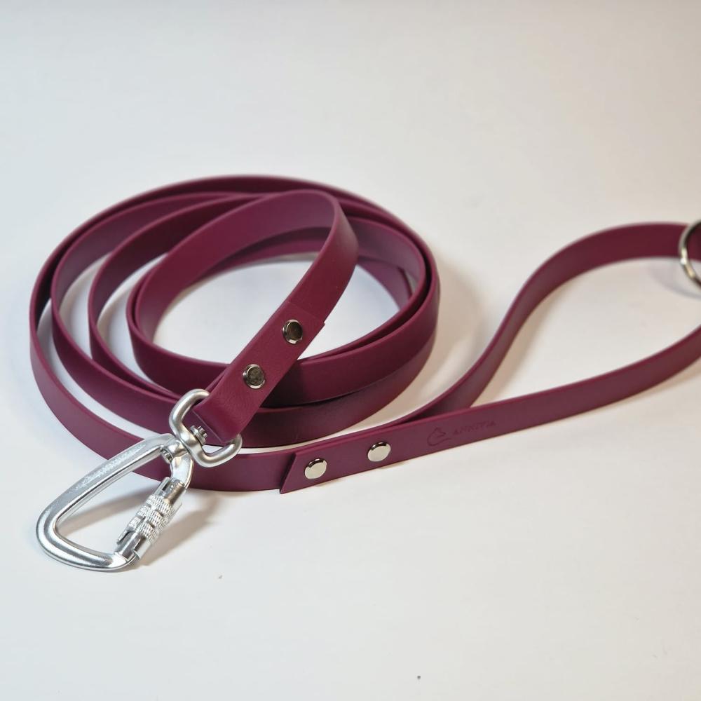 biothane dog leash safe lock carabiner wine color