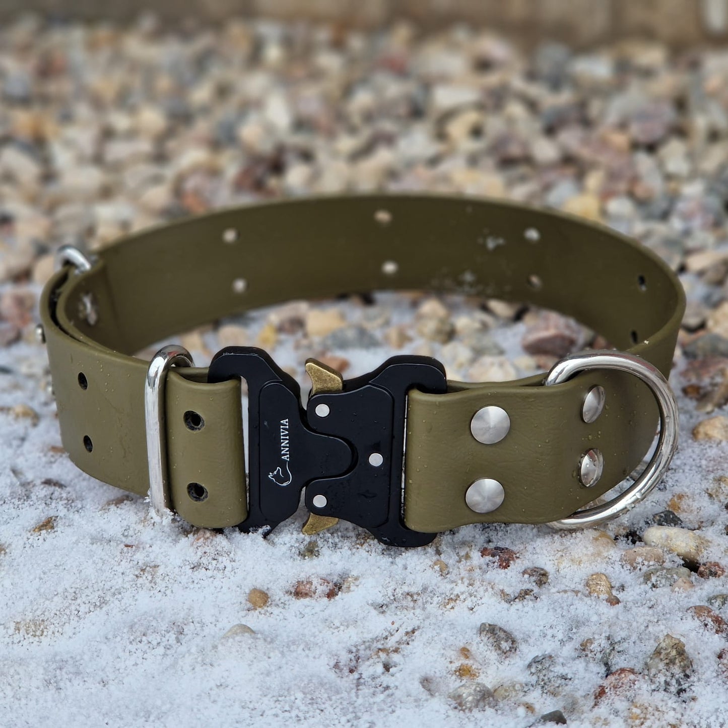 Biothane Maxi Elegance dog collar - Military Olive